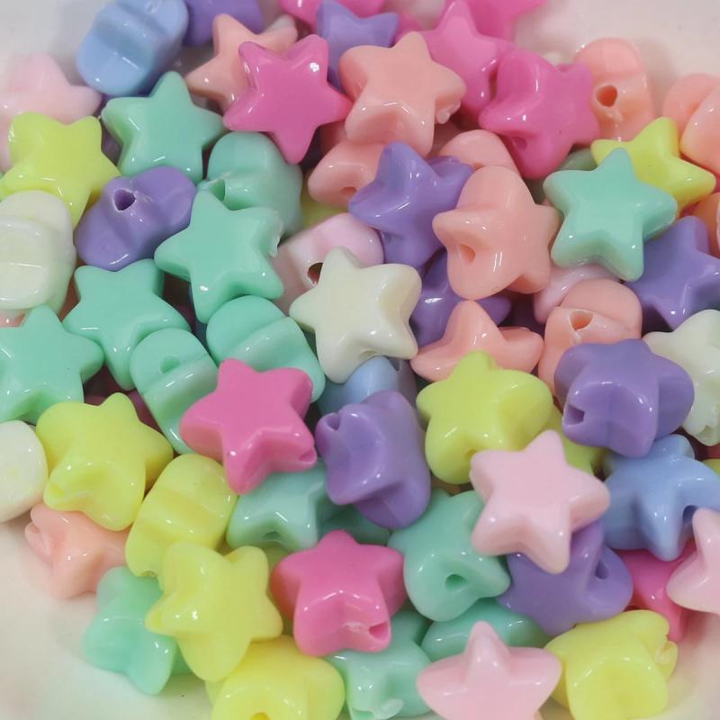 Mixed Pastel Acrylic Beads Charm Various Shape Flower Heart Kids Craft