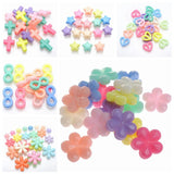 Mixed Pastel Acrylic Beads Charm Various Shape Flower Heart Kids Craft