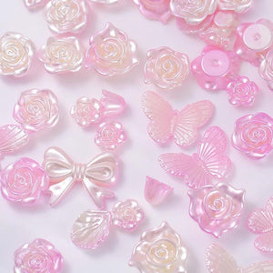 50g ABS Faux Pearl Gradient Mix rose Flowers Acrylic Beads