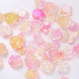 50g ABS Faux Pearl Gradient Mix rose Flowers Acrylic Beads
