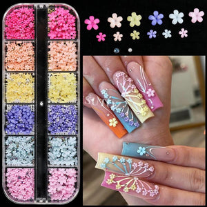 Mixed Colorful Flower Nail Charms Acrylic 3D Decoration