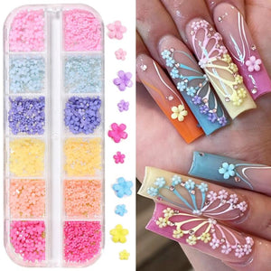 Mixed Colorful Flower Nail Charms Acrylic 3D Decoration