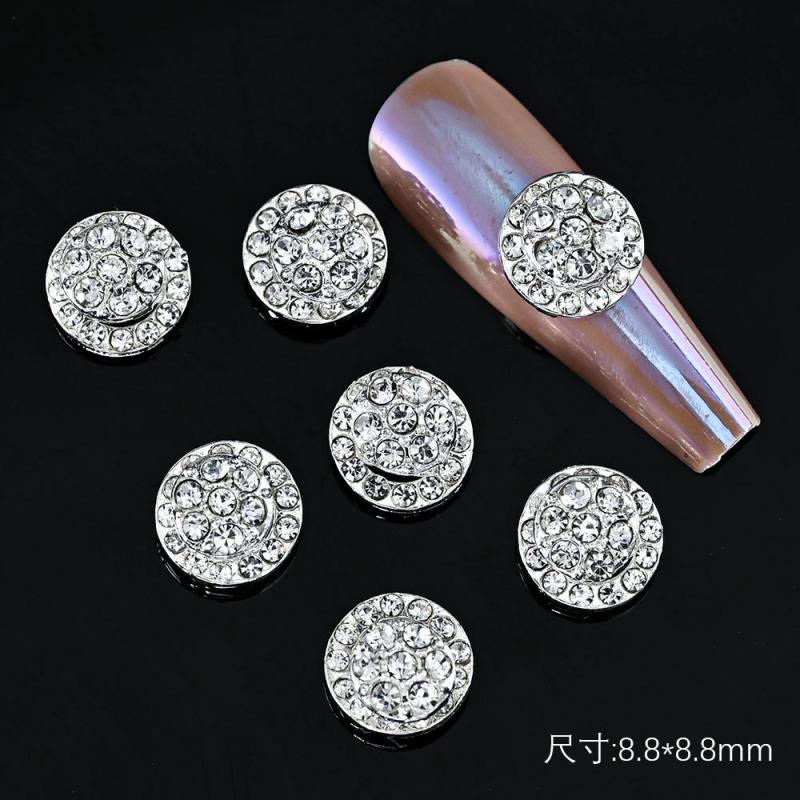 10pcs Rotating Metal Nail Art Rhinestone Charms 3D Spinning Decoration