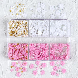 Acrylic Flower Nail Art Decoration Mixed Size Rhinestones