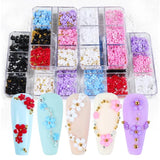 Acrylic Flower Nail Art Decoration Mixed Size Rhinestones