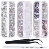 Mixed 3D Nail Art Rhinestones Crystals Glitter Beads in Wheel