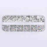 Mixed 3D Nail Art Rhinestones Crystals Glitter Beads in Wheel