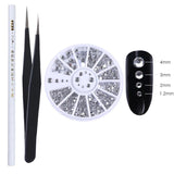 Mixed 3D Nail Art Rhinestones Crystals Glitter Beads in Wheel