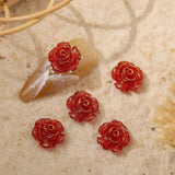 50PCS 10MM 3D Resin Famellia Flower Nail Charms For Nail Art Decortion