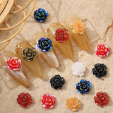 50PCS 10MM 3D Resin Famellia Flower Nail Charms For Nail Art Decortion
