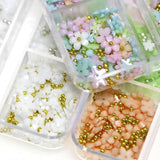 Acrylic Flower 3D Nail Rhinestones Gold/Silver Beads