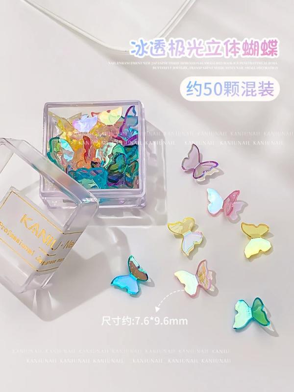 Aurora Butterfly Glass Rhinestones Nails 3D Charms