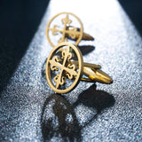 Vintage Cross of Lilies Cufflinks Stainless Steel Medieval Heraldic Cross