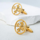 Vintage Cross of Lilies Cufflinks Stainless Steel Medieval Heraldic Cross
