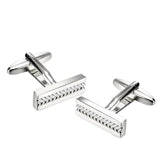 Metal Rectangle Cufflinks for Men Silver Classic Business Cuff Links
