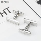 Metal Rectangle Cufflinks for Men Silver Classic Business Cuff Links
