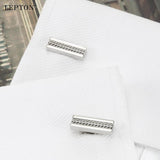 Metal Rectangle Cufflinks for Men Silver Classic Business Cuff Links