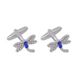 Dragonfly & Clear Crystal Cufflinks Pair for Shirt Suit Tuxedo Blouse