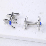 Dragonfly & Clear Crystal Cufflinks Pair for Shirt Suit Tuxedo Blouse