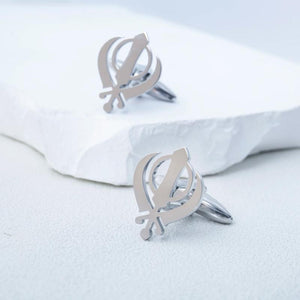Vintage Sikhism Symbol Cufflinks Stainless Steel Mens Shirt Suit Amulet