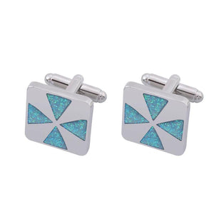Pink Glitter Enamel Square Cufflinks For Mens