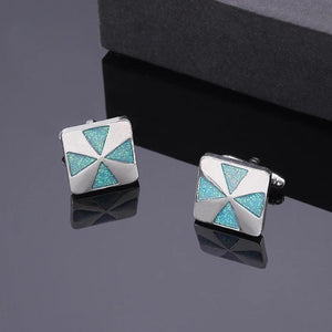 Pink Glitter Enamel Square Cufflinks For Mens
