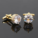 French Cufflinks Round Rhinestone Men's Business Jewelry Crystal