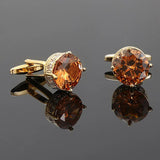 French Cufflinks Round Rhinestone Men's Business Jewelry Crystal