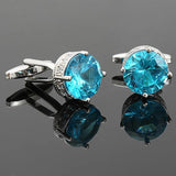 French Cufflinks Round Rhinestone Men's Business Jewelry Crystal