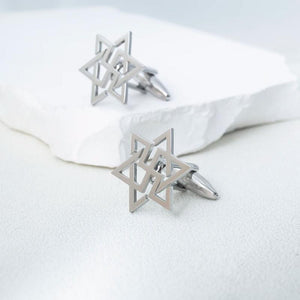 Star of David Cufflinks Stainless Steel Groom Wedding Accessory