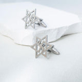 Star of David Cufflinks Stainless Steel Groom Wedding Accessory