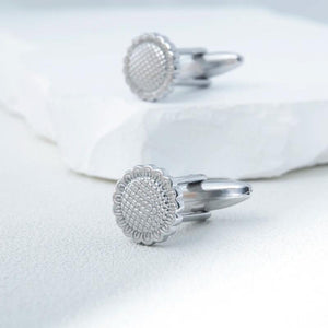 Sunflower Cufflinks Stainless Steel Men Flower Cufflinks Groom Shirt Buttons