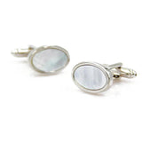 Lepton Oval Shell Cufflinks Mother of Pearl French Shirt Wedding Cufflink