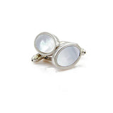 Lepton Oval Shell Cufflinks Mother of Pearl French Shirt Wedding Cufflink