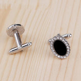 Hip Hop Mens Carbon Fiber Cufflinks Full Crystal Cuff Links