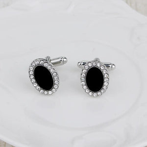 Hip Hop Mens Carbon Fiber Cufflinks Full Crystal Cuff Links