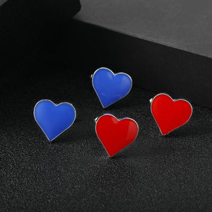 Red Enamel Heart Cufflinks for Men