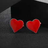 Red Enamel Heart Cufflinks for Men