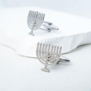 Jewish Menorah Cufflinks Stainless Steel Shirt Suit Buttons God Shabbat Wedding