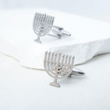 Jewish Menorah Cufflinks Stainless Steel Shirt Suit Buttons God Shabbat Wedding