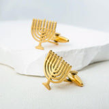 Jewish Menorah Cufflinks Stainless Steel Shirt Suit Buttons God Shabbat Wedding