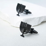Jewish Menorah Cufflinks Stainless Steel Shirt Suit Buttons God Shabbat Wedding
