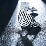 Jewish Menorah Cufflinks Stainless Steel Shirt Suit Buttons God Shabbat Wedding