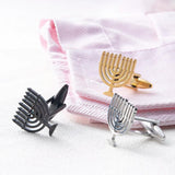 Jewish Menorah Cufflinks Stainless Steel Shirt Suit Buttons God Shabbat Wedding