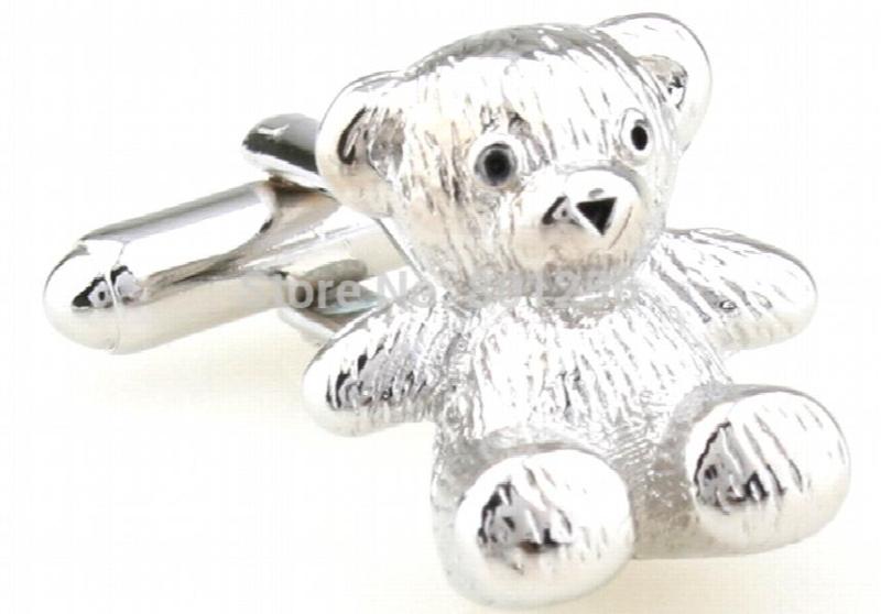 Silver Teddy Bear Copper Material Men Cufflinks Wholesale