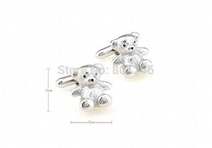 Silver Teddy Bear Copper Material Men Cufflinks Wholesale