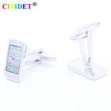 CIFIDET Cufflink Phone Model Shirt Cuff Link with Velvet Bag