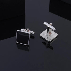2 Pcs Gothic Blackness Mens Carbon Fiber Cufflinks