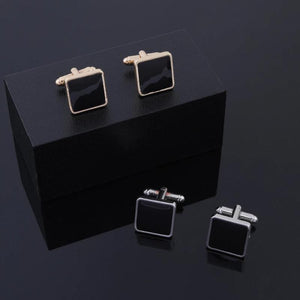 2 Pcs Gothic Blackness Mens Carbon Fiber Cufflinks