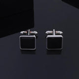 2 Pcs Gothic Blackness Mens Carbon Fiber Cufflinks